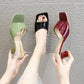 Women’s High Heel Peep Toe Slippers: Square Toe, Perfect for Summer - EnigmaParis