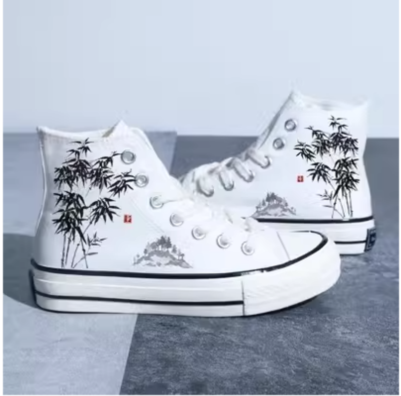Canvas im chinesischen Stil: High-Top-Boardschuhe mit Retro-Landschaft