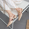 Square Toe Toe Sandals Women's Buckle Metal Buckle Mid-heel Cowhide Back Empty Single Shoes