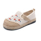 New Comfort Round Head Cotton And Linen Shoes Breathable Embroidered
