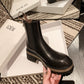 Women's Korean-style Thick High Heel Leather Round Toe Martin Boots - EnigmaParis