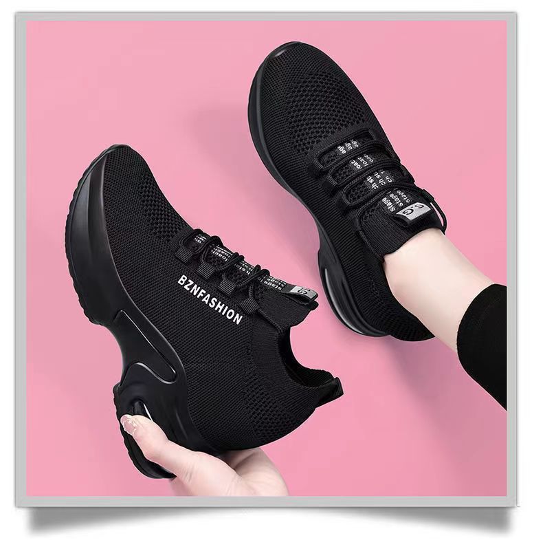 Women's Height Increasing Fly Woven Mesh Dad Shoes with Air Cushion - Comfortable and Stylish Footwear.