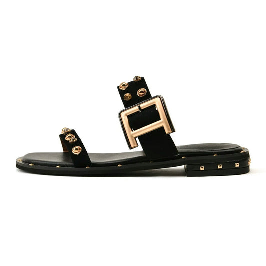 Black Flat Slippers Women's Comfortable Soft Sole Flip-flop Flat Sandals