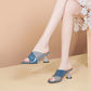 Women's Colored Diamond Breathable Mesh Mid-heel Sandals And Slippers