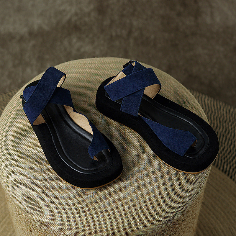 Women's Casual Round Toe Mid Heel Sandals Platform Shoes