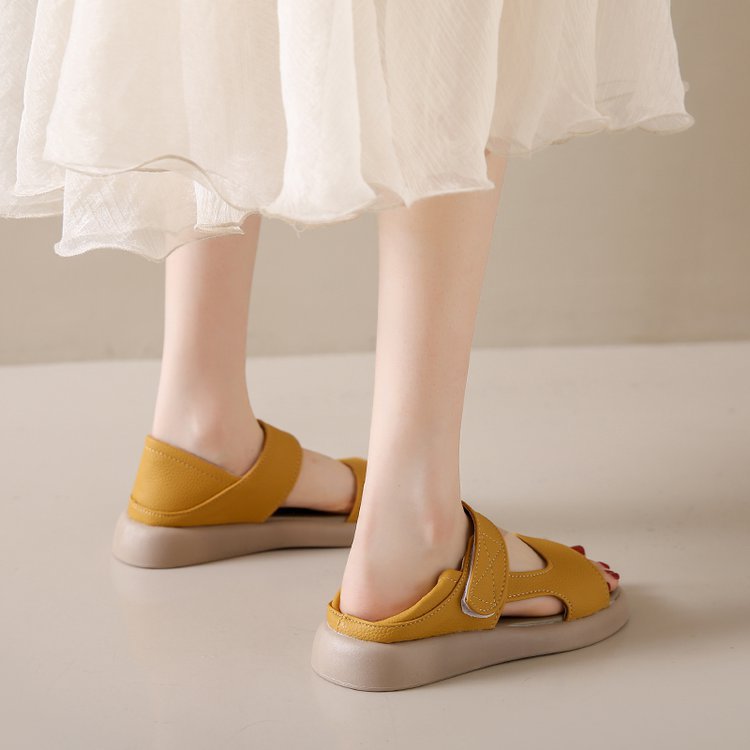 Women’s Flat Sandals: Simple Toe, Thick Bottom, Fairy Style - EnigmaParis