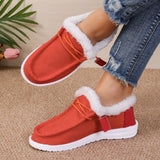 Women's Round Head Lace Plus Velvet Warm Shoes - EnigmaParis