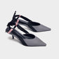 Boussac Stripe Kitten Heel Women Mules Pointed Toe Bowtie Women Sandals High Heels Summer Slip on Shoes Women SWC0112