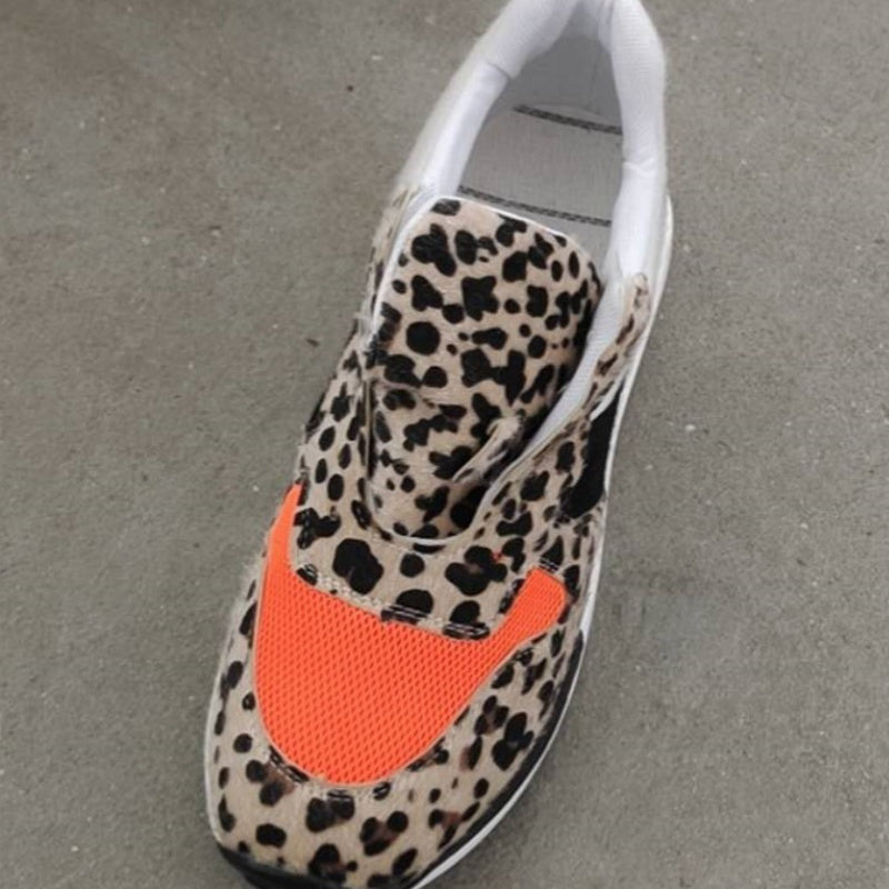 Pumps Female Leopard Print Color Matching Lace Up Casual Sneaker Female.