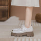 Women's British Style Small Leather Lace-Up Shoes - Elegant and Comfortable - EnigmaParis