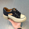Women's Rubber Canvas Chunky Heel Round Toe Roman Lady Platform Hollow Sandals