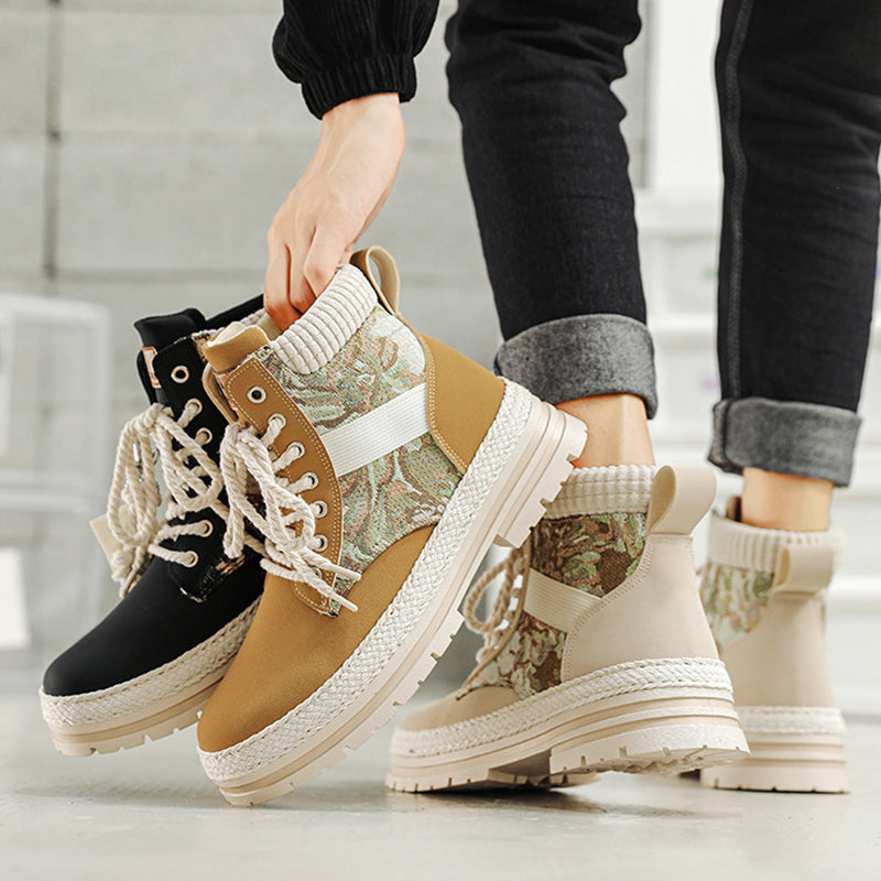 Men's Autumn and Winter Print Boots: High-Top British Style | Enigma Paris - EnigmaParis