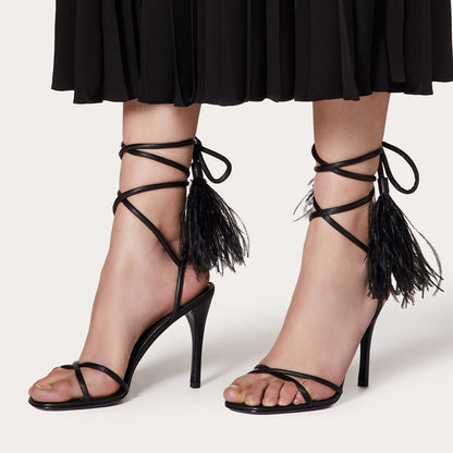 Lace-up Feather  Versatile One-Line Roman Sandals