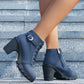 Fashoin Leopard Print Ankle Boots Winter Square Heel Suede Lace-up Zip Boots Women Casual Versatile Shoes Autumn And Winter - EnigmaParis