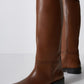 Women's Shoes Brown Vintage Cow Leather High Boots