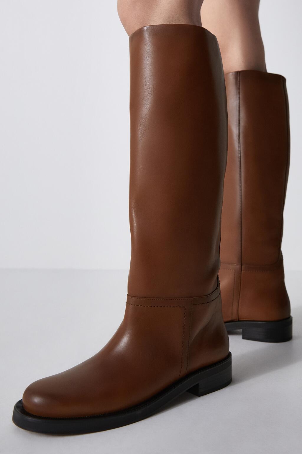 Women's Shoes Brown Vintage Cow Leather High Boots
