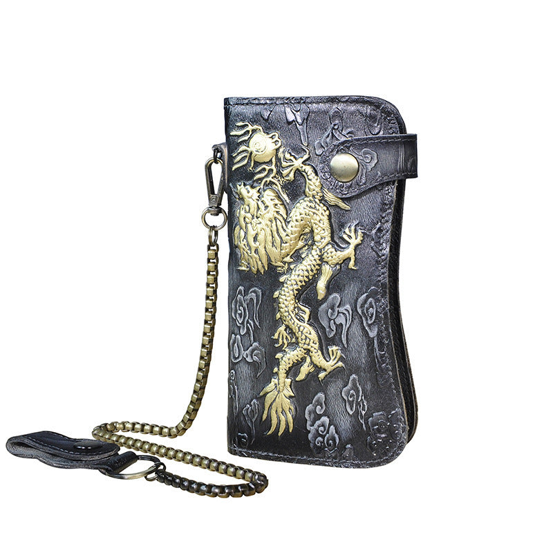 Genuine leather dragon wallet - tiger