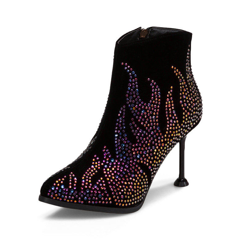 Mixed-Blood Pointed Fancy Diamond Party Boots