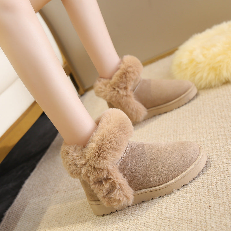 Snow Boots For Women Students Winter Warm Slip On Fluffy Platform Comfy Fleece Ankle Boots Non-slip Plush Cotton Shoes - EnigmaParis