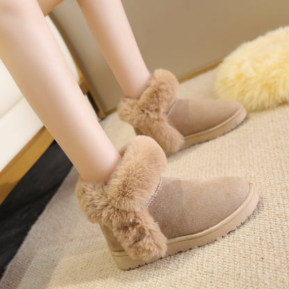 Snow Boots For Women Students Winter Warm Slip On Fluffy Platform Comfy Fleece Ankle Boots Non-slip Plush Cotton Shoes - EnigmaParis