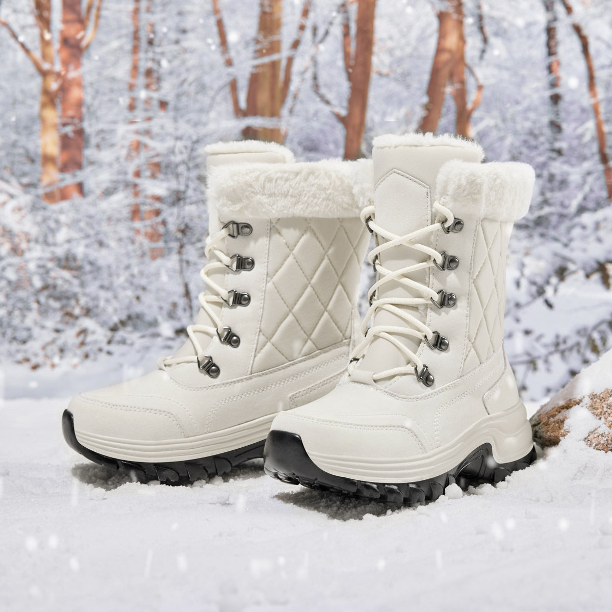 Women's Winter Fashion High-top Warm Fleece-lined Thick And Comfortable Snow Boots - EnigmaParis