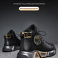 Top Layer Cowhide High-top Shoes Black Cotton Casual Leather Shoes
