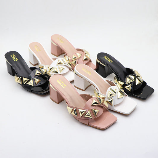 Chunky Heel Sandals: Simple & Stylish | Open Toe, Square Head Design, Outdoor Sandals - EnigmaParis