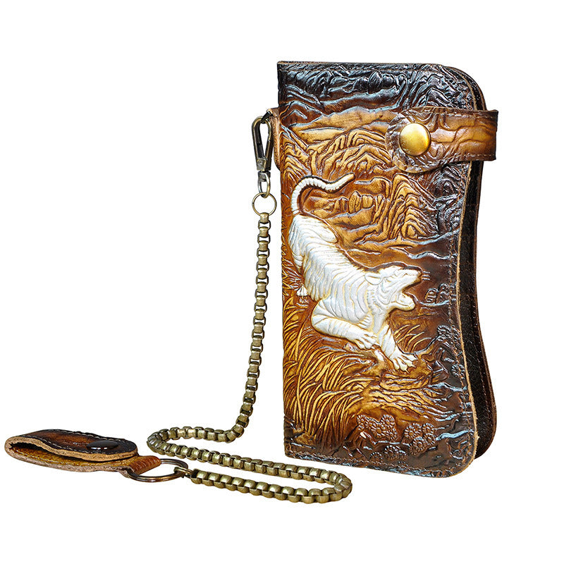 Genuine leather dragon wallet - tiger