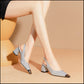 Rhinestone Mid-heel Toe Sandals Women's Chunky Heel Buckle
