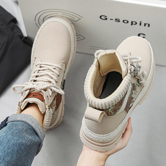 Men's Autumn and Winter Print Boots: High-Top British Style | Enigma Paris - EnigmaParis