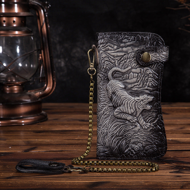 Genuine leather dragon wallet - tiger