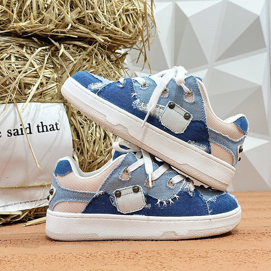 Denim Canvas Cold Glue Bread Shoes - Casual and Durable Footwear for Various Activities.