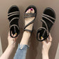 Women's Sandals | Stylish Korean Style Flat Sandals: Rhinestone Fairy All-match Fashion - EnigmaParis