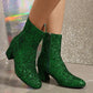 New Fashion Sequin Boots For Women Square Heel Side Zipper Shoes Lady Street Party Evening Boots Winter Autumn Spring - EnigmaParis