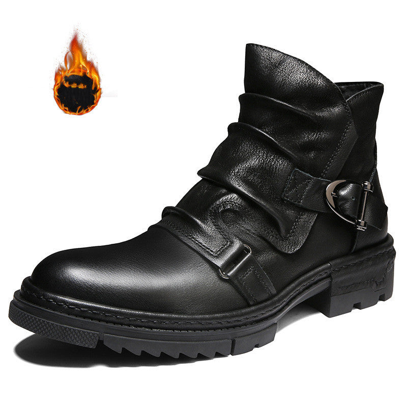 Plus Velvet Warm British High-top Leather Shoes Martin Boots