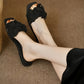 Women'S Stylish Black Strappy Sandals - Elegant Low-Heel, Open-Toe, Slip-On with Floral Accents, Perfect for Summer, Summer Footwear | Floral Accent Sandals | Synthetic Upper, Sandals
