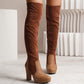 New Long Boots For Women Elastic Suede High Square Heel Over-the-knee Boots Fashion Party Shoes Winter - EnigmaParis