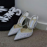 Women's Black Rhinestone Sexy Sandals