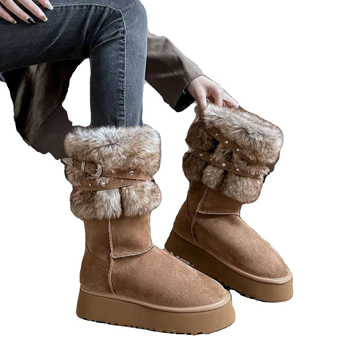 Northeast Snow Winter Fleece-lined Platform Cotton-padded Boots - EnigmaParis