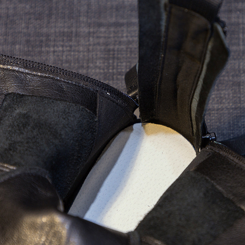 Women's Soft Leather Double Zipper Martin Boots