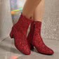 New Fashion Sequin Boots For Women Square Heel Side Zipper Shoes Lady Street Party Evening Boots Winter Autumn Spring - EnigmaParis