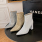 Pointed Toe Chunky Heel Sequined Fashion Women's Boots - EnigmaParis
