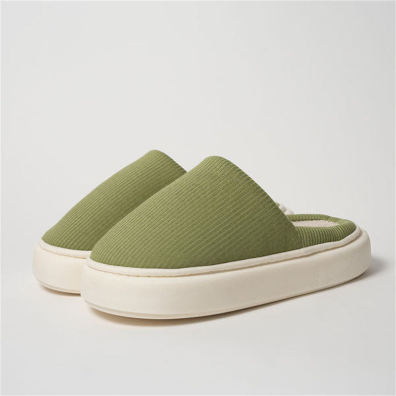 Pure Color Knitted Fabric Couple Latex Home Cotton Slippers - Comfortable and Warm Footwear - EnigmaParis