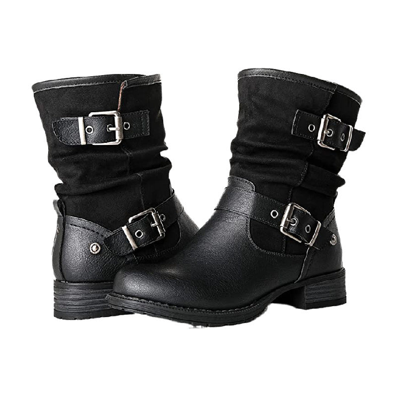 Knight   Belt Buckle With Low-heel Martin Boots