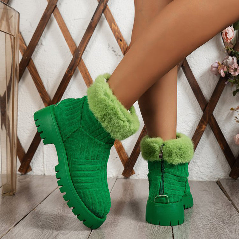 Winter Ankle Boots Fashoin Thick-soled Thickened Snow Boots For Women Plush Shoes - EnigmaParis
