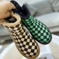 Women's Plaid Horsehair Round Head Simple And Comfortable Thick Flat-bottomed Fur Boots