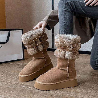 Northeast Snow Winter Fleece-lined Platform Cotton-padded Boots - EnigmaParis