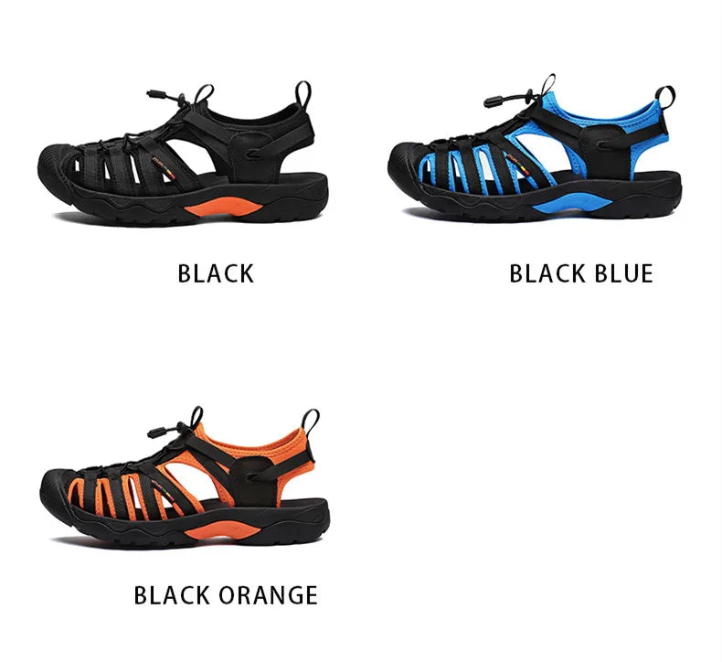 New Summer Genuine Leather Men Sandals Fashion Design Breathable Casual Shoes Men Soft Bottom Outdoor Beach Sandals Big Size 48