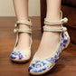 Veowalk Vintage Women Cotton Flower Embroidery Shoes Ladies Casual Chinese Style Comfortable Soft Canvas Dance Ballets Ballerina
