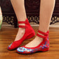Veowalk Vintage Women Cotton Flower Embroidery Shoes Ladies Casual Chinese Style Comfortable Soft Canvas Dance Ballets Ballerina